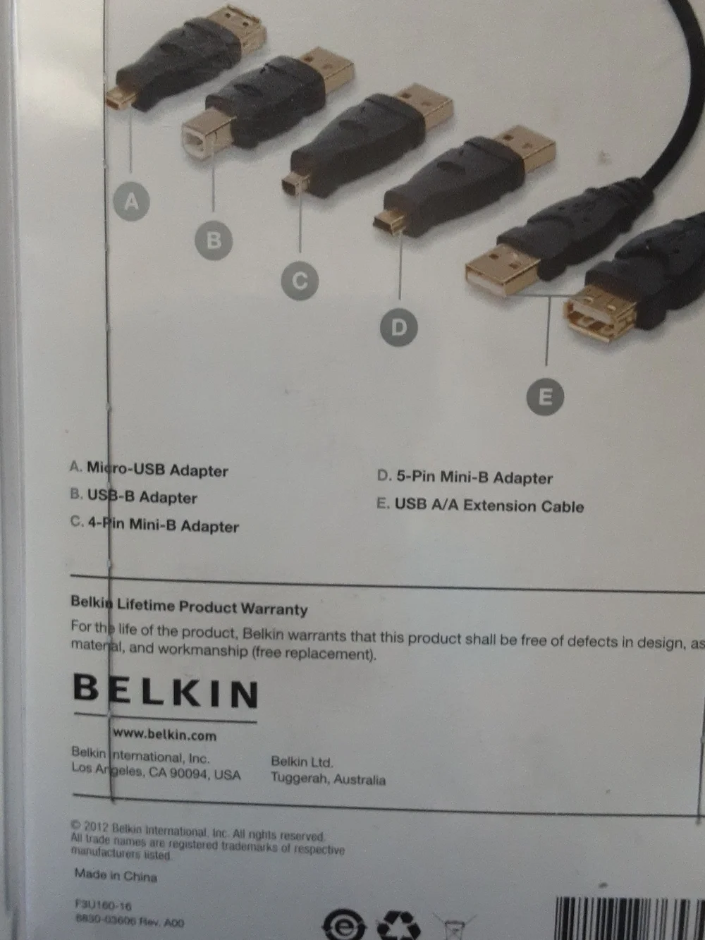 BELKIN 16ft USB 5n1 USB ADAPTER KIT NEW